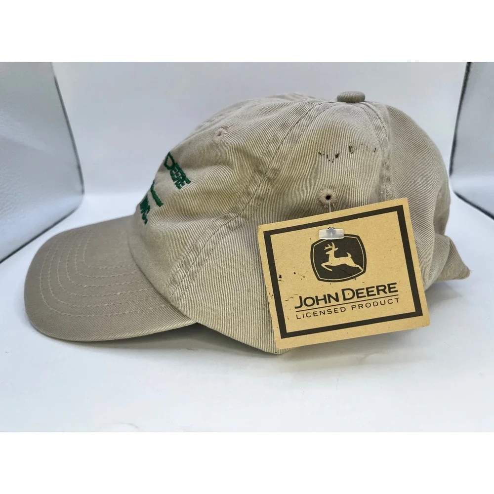 John Deere Ag-Power Inc Hat Mens‎ Khaki Tan Cotton Adjustable Strapback Cap NEW